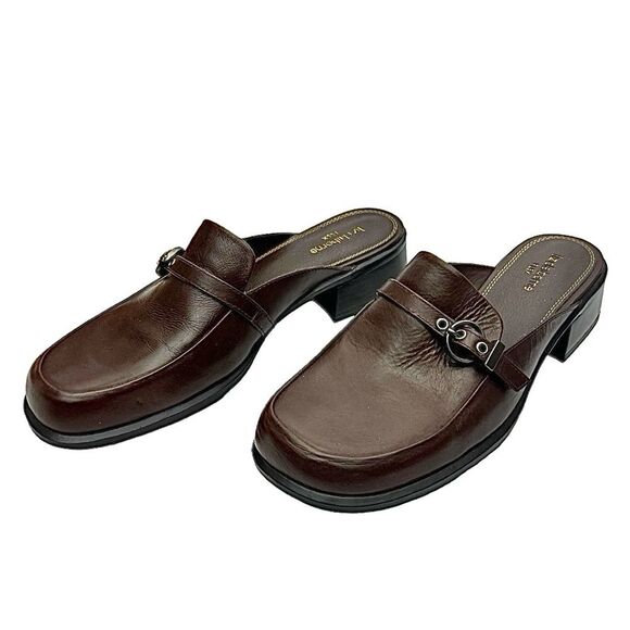 LIZ CLAIBORNE Flex Women's Brown Leather Slip On Mule, Closed Toe 9 Medium - Picture 5 of 11